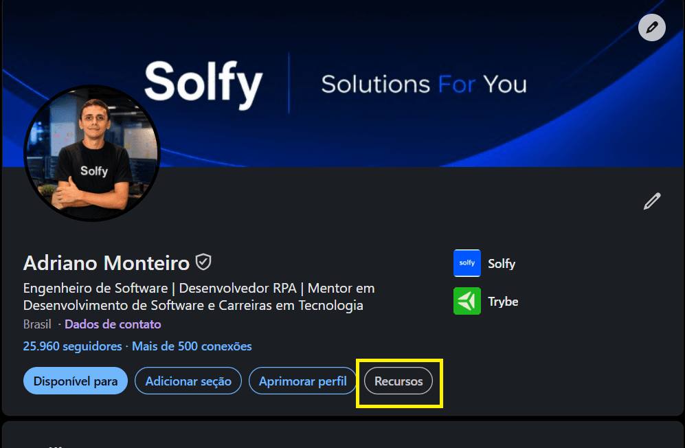 Acesse seu perfil no LinkedIn